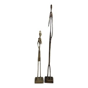 Set MID CENTURY AFRICAN‎ BRONZE ELONGATED MAN SCULPTURE STATUE GIACOMETTI STYLE